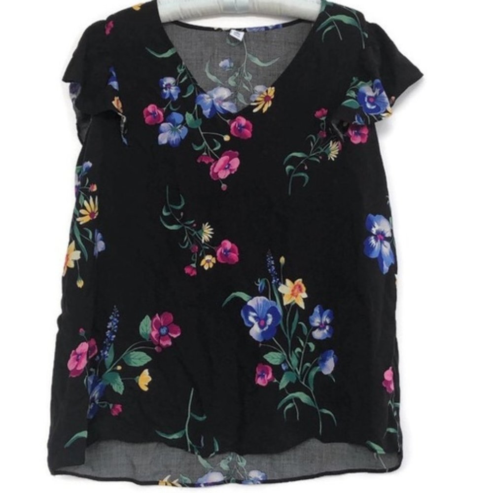 Old Navy Black Flutter Sleeve Blouse Sz. XL